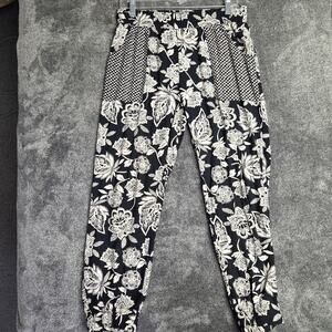 American Eagle Black And White Loose Fit Stretchy Pants With Pockets Size Small